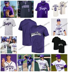 Nick Lodolo 2024 TCU Baseball Jersey Charles King Brandon Williamson Jake Eissler Haylen Green Conner Shepherd TCU Horned Frogs Jerseys Costurados Personalizados Mens Juventude