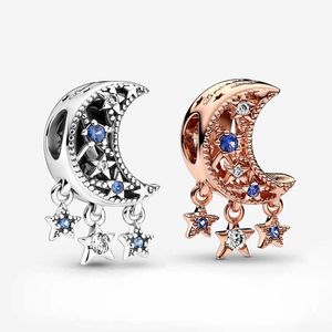 Star Crescent Moon Charm Pandoras 925 Sterling Silver Luxury Jewelry Charms Set Armband Making Rose Gold Charms Designer Halsband Pendant Original Box Top Quality