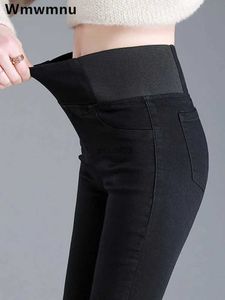 Dżinsy damskie Extra duże 26-38 Czarne ciasne dżinsy ołówkowe Women Wysoka talia Ultra-cienkie spodnie dżinsowe Elastyczne nogi Vaqueros Casual Pantalones JeanSl2403