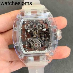 Factory Richamill Swiss ZF zegarek RMS056 Tourbillon Mechanical Watch Snow Glazed wydrążona przezroczystą taśmę dla mężczyzn