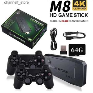 Game Controllers Joysticks 4K Video Game Stick Wireless M8 Controller Gamepad Built-in 20000+ Games 64G Retro Handheld Game Player HD TV Game Stick For KidY240317
