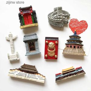 Fridge Magnets Souvenir Fridge Magnet Beijing Tiananmen Square Courtyard Great Wall Resin Sticker Building Travel Refrigerant Magnet Y240322