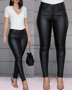 سروال نسائي Capris Womens Pu Leather Pants أسود مثير سراويل Bodycon للسيدات عالي الخصر سراويل قلم رصاص عادية طويلة بالإضافة إلى حجم S-3XLL2403