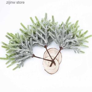 Faux Floral Greenery 6Pcs Artificial Plants Fake Pine Vases Christmas Decorations for Home Wedding DIY Gifts Box Wreath Scrapbooking Plastic Flowers Y240321