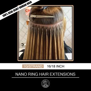 Extensions Fairy Remy Hair 1g/s 1618 inch Remy Nano Tip Hair Extensions Brown Color Keratin Straight European Micro Beads Hair 50 Pieces