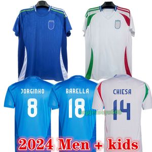 新しい2024 2025サッカージャージホームアウェイメンズキッズ24 25 Scamacca Immobile Chiesa Jorginho Barella Verratti Maglia Football Jersey Shirt