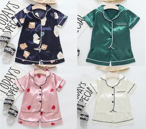 Kurzarm Kind Bluse TopsShorts Nachtwäsche Pyjamas Kinder Kleidung Baby Pyjama Sets Jungen Mädchen Cartoon Deer Print Outfits Set De1216636