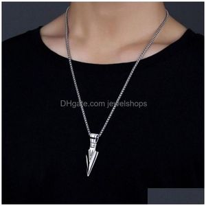 Colares Pingente Hip Hop Vintage Homens Seta Colar Delicado Triângulo Spearhead Arrowhead para Punk Presente Jóias Gota Entrega Pingente Dhioc