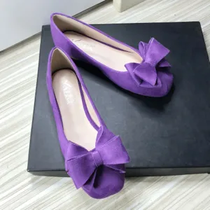 Flats femme słodkie duże boksy płaskie stado sliźnie dla delikatnych stóp fioletowe zielone buty kwadratowe palce balerina miękka de mujer beżowa podeszwa 3348