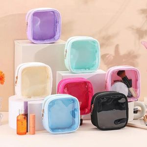 Förvaringspåsar transparent toalettartikar pvc mini makeup set för kvinnor flickor vattentätt researrangör med blixtlås