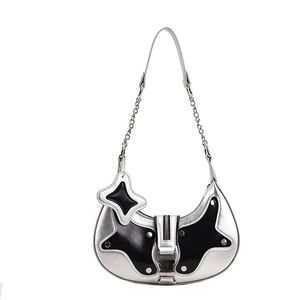 JulioFlorcer Punk Bag Gothic Tote Purse Y2K Cool Style Trendy Women Shoulder Hobo Bags Rock Fashion Girls Handbag 240305