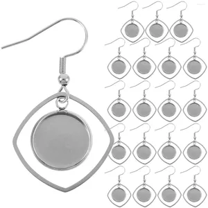 Dangle Earrings 20 Pcs 12mm Gemstone Stainless Steel Hollow Ear Hook DIY Pendant Geometric 20pcs Bezel Blanks Bezels For Making