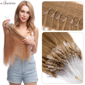 Extensions Snoilite Micro Loop Hair Extensions Human Hair Micro Link 0,5 g/Strand Micro Ring 100st Keratinkapsel Rakt naturligt hår