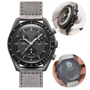 Orologio da uomo in bioceramica Planet Moon con funzione completa, cronografo, missione al mercurio, 42 mm, orologi in nylon, orologio al quarzo, Relogio Mascu