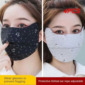 Moda Máscaras Faciais Pescoço Gaiter Protetor solar e canto dos olhos à prova de vento máscara facial feminina 3 camadas grossas outono inverno orvalho nariz respirável pano de algodão lavável L240328