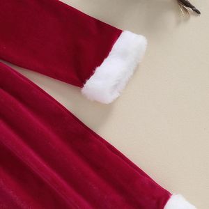 Flicka klänningar småbarn baby jul jultomten dräkt långärmad sammet bälte huva klänning cosplay outfit