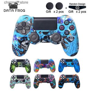 Game Controllers Joysticks DATA FROG Camo Silicone Cover Skin For Playstation 4 Controller Protector Case For Pro Slim Joystick Thumb GripsY240322