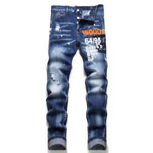 Designer jeans män denim broderi byxor mode hål byxa oss storlek 28-36 hiphop nödställda blixtlåsbyxor för manlig 2024 Top Sell 2004