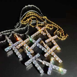 Hip Hop Large Cross Halsband Herrsmycken Zirkon Personlig hänge