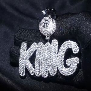 Benutzerdefinierter Name A-Z Roud Typle Buchstaben Anhänger Halskette Dollarzeichen Charms für Männer Frauen Geschenke Zirkonia Halskette Hip Hop Jewelr286l