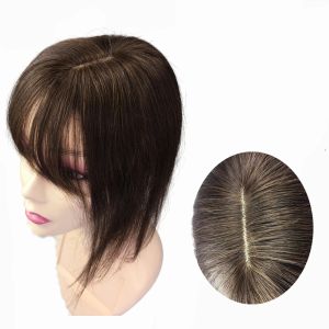 Toppers 12 pollici Toppers capelli umani invisibili per le donne Base 10x11 cm Clip sottile in parrucche Parrucchino per perdita di capelli lieve Copertura Capelli grigi