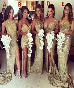 2023 Sexy Plus Size Gold Sequin Sparkly Bridesmaid Dresses Robe Demoiselle Bridal Prom Party Dress For Bridesmaids8240993