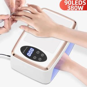 380W Professional Unhel Secer com travesseiro de mão grande espaço 90 LEDS Máquina de secagem de gel com exibição LED Manicure Ferramentas 240318