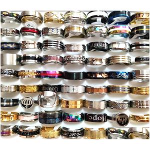 Band Rings Bk Lots 30Pcs Big Size 19 20 21 22 2M Mens Stainless Steel Top Mix Fashion Wholesale Party Jewelry Drop Delivery R Dhgarden Dhxrh