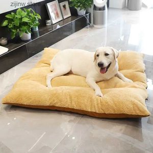 kennels pens Pet Dog Bed Soft Cushion Fleece Square Machine Washable Cover Detachable Mat Cat Mat For Puppy Medium Large Dogs Pad Y240322