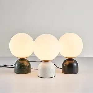 Bordslampor nordisk stil sängplats marmor led ins varm glas boll studie vardagsrum café bar dekoration belysning armatur