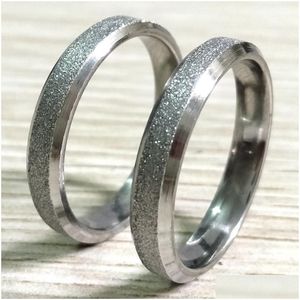 Band Rings 50Pcs Gold Sier Mix Sand Surface 4Mm Quality Comfort-Fit Mens Womens Shiny Stainless Steel Matte Ring Width Whole Dhgarden Dh9Bc