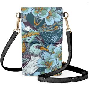 Axelväskor Coloranimal kolibri blommor skog krysantemum målade svart messenger väska damer söt läder sommar avslappnad telefon