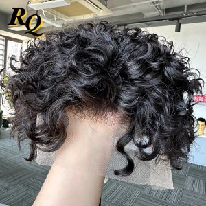 Toupees toupees curly dla mężczyzny pełna koronkowa męska włosa włoska mężczyzna mężczyźni dziewicze ludzkie włosy system wymiany fryzur dla mężczyzn kobiety pixie cięcie