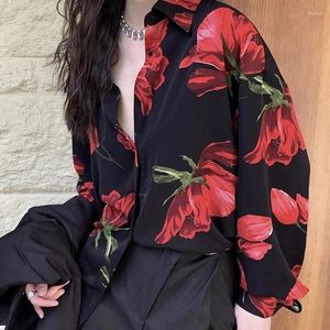 Frauen Blusen Langarm Chinesischen Stil Damen Shirts Sommer Koreanische Druck Tops Vintage Streetwear Kleidung 2024 Tasten