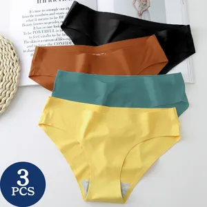 Women's Panties Sexy Seamless Underwear Sports Breathable Briefs Girl Low Waist Underpants Silk Lingerie Colorful Bikini