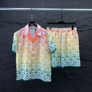 세련된 하와이 디자이너 남성용 캐주얼 셔츠 세트 꽃 알파벳 3D 인쇄 여름 해변 리조트 비치 셔츠 세트 크기 M-XXXL #008