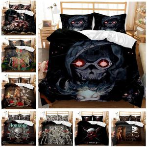 Conjuntos de cama 3D Skull Set Twin Full Queen King Sizes Duveta Capa Horror Consolador para Crianças Adolescentes Quarto