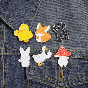 cat rabbit brooch middle finger funny animal metal badge pin fox duck mushroom Cute Anime Movies Games Hard Enamel Pins Collect Metal Cartoon Brooch