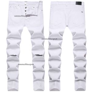 AM High Street Trendy Small Feet Fashionable Elastic Men's Distressed Jeans