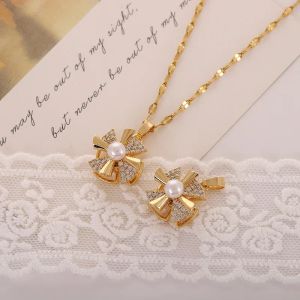 Lucky Windmill Rotating Pearl Prouting Windmill Halsband Imple Light Luxury Nisch Design Ense Collone Chain Ins Fashion