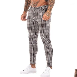 Pantaloni da uomo Pantaloni chino da uomo Pantaloni skinny Chino super elasticizzati Slim Fit Pantaloni casual Plaid Vita elastica London Zm3101 Drop Delivery Dhhi8