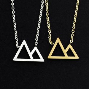 Pendant Necklaces Gothic Mountain Necklace Women Boho Jewelry Stainless Steel Gold Chain Chocker Triangle Hiker Gift Collier Bijou266m