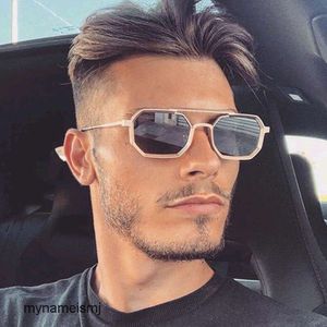 2 pcs Fashion luxury designer Steampunk double beam Sunglasses 2022 new mens polygon Sunglasses trend Sunglasses