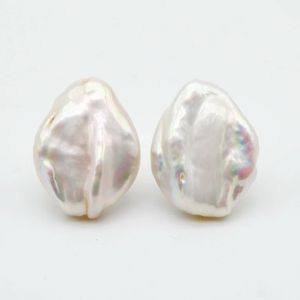 Ladies Pearl Earrings Natural Overdized Silver Stud White Baroque 925 Girl Free Shippi 240320