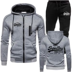 メンズトラックスーツnieuwe solide herenjack Met Capuchon en Joggingbroekスポーツカジュアルジョガースポーツレッド2-Delige StreetwearセットVoor Heren