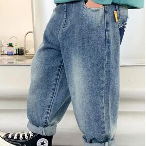 Men's Jeans Boys' Straight Tube Spring And Autumn Children's Mid To Large Summer Thin Pants Trendy Brand