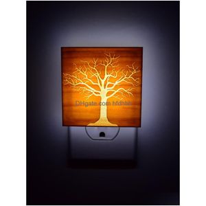 Night Lights Tree Light Bonsai Rustic Decor Of Life Drop Delivery Lighting Indoor Dh1E5