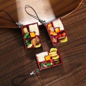 Keychains Japanese Bento KeyChain Creative Simulation Food Box Lunch Toy Model Keyring Car Phone Bag Pendant Present Ornament Llaveros