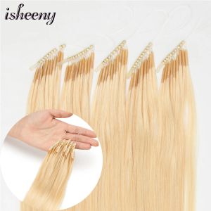 Extensions 8D Natural Hair Extensions Human Hair 50pcs 0.6g/s Micro Ring Blonde Micro Link Hair Loop Extension Silicone Nano Ring Hair