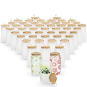 Tumblers Sublimation 12oz 16oz من الزجاج 25 أوقية علبة مع غطاء الخيزران القابل لإعادة الاستخدام BEE